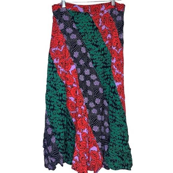 ANTHROPOLOGIE Maeve Foster Patch Work Skirt Bias Floral SZ 14 - Picture 2 of 10